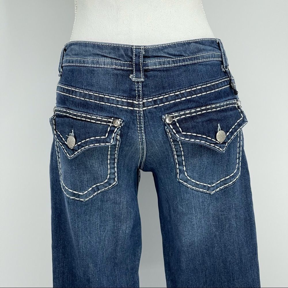 Paisley Sky Straight Leg Jeans with Flap Pockets | Size 4 - Picture 10 of 12